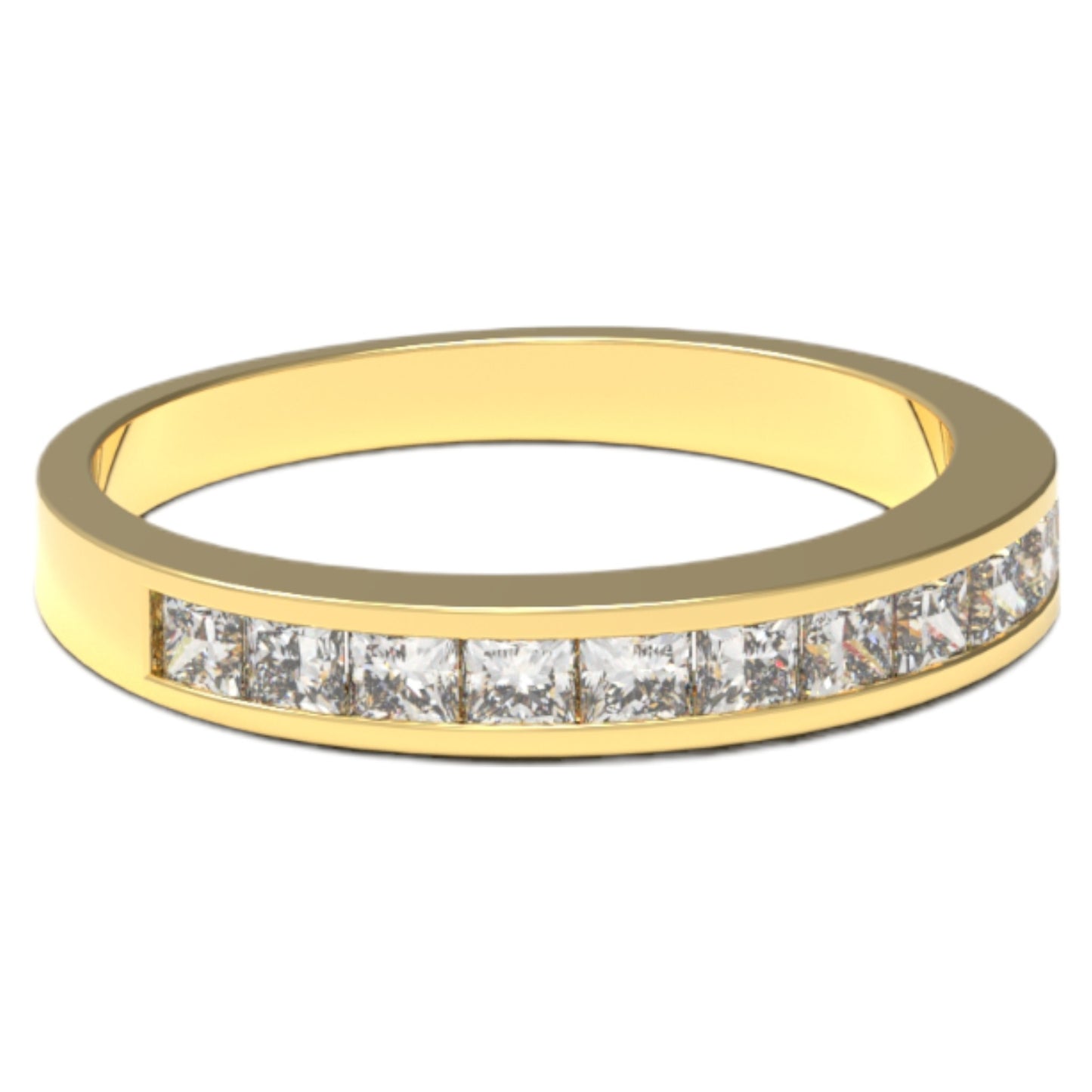 14K Yellow Gold 0.40 Ct Princess Cut Diamond Channel-Set Wedding Band - Size 6.5