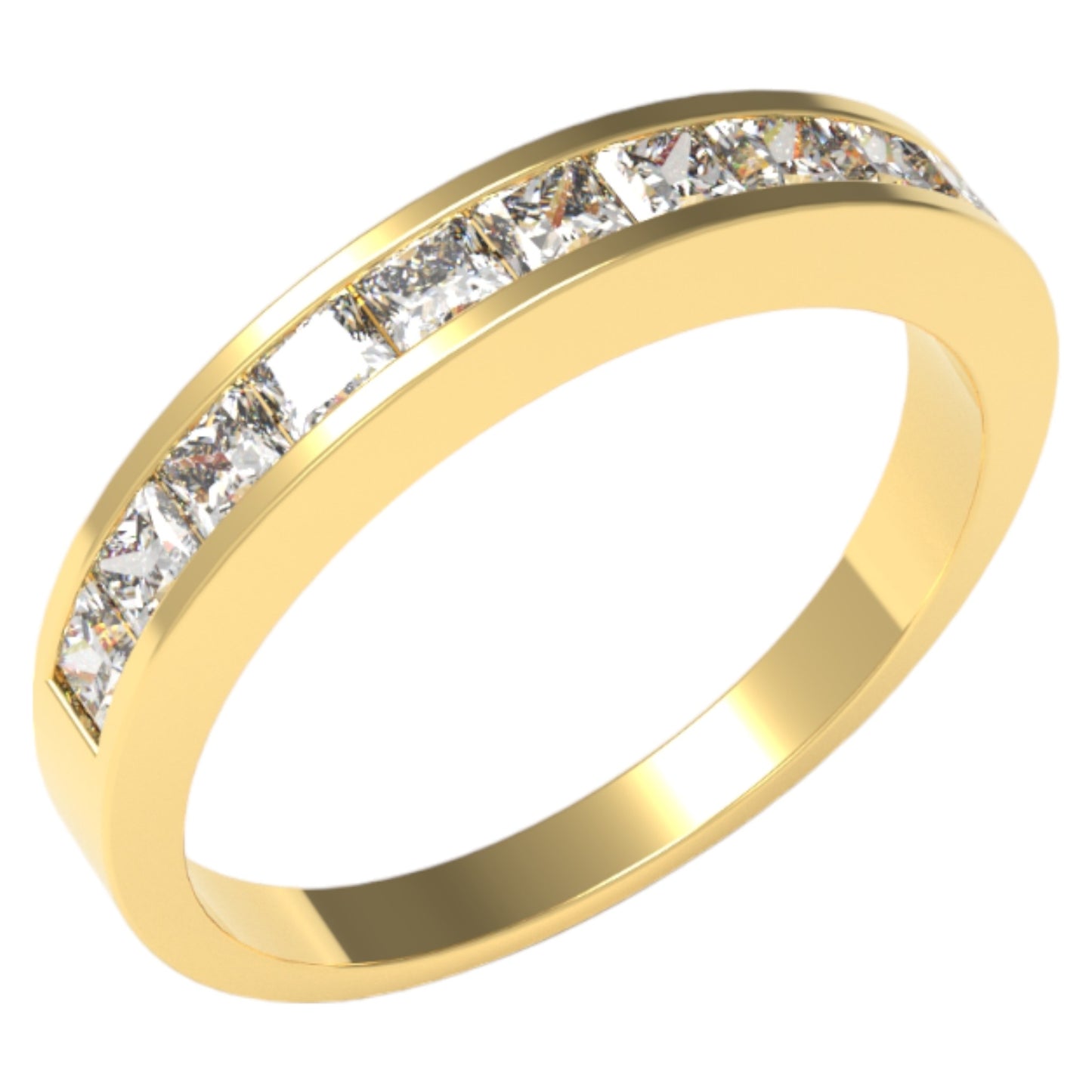 14K Yellow Gold 0.40 Ct Princess Cut Diamond Channel-Set Wedding Band - Size 6.5