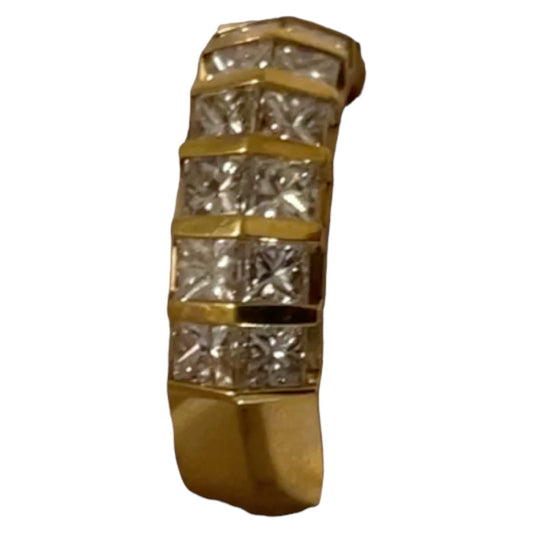 Elegant 18K Yellow Gold 2.0 Ct Princess Cut Diamond Wedding Ring Size 6 USA