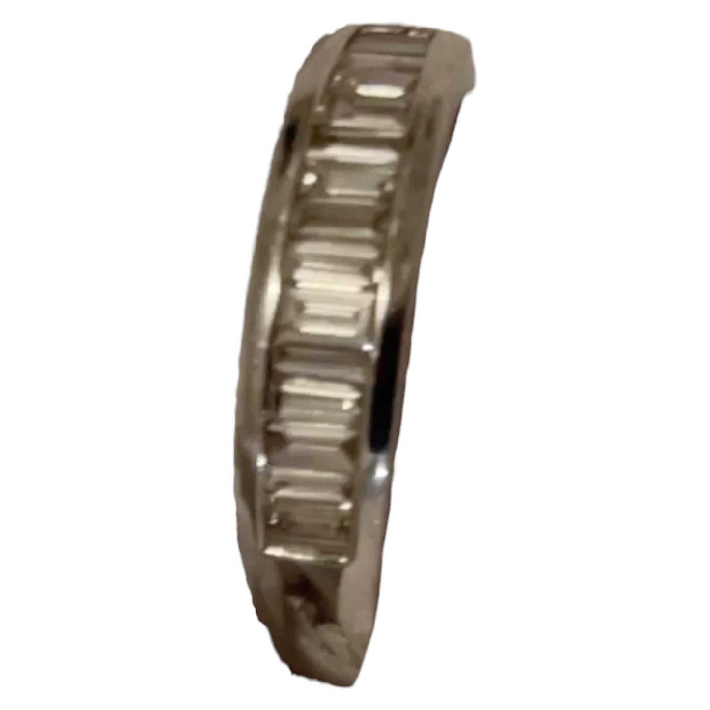 Dazzling Baguette Cut Diamond Channel Set White Gold Ring Size 7.5