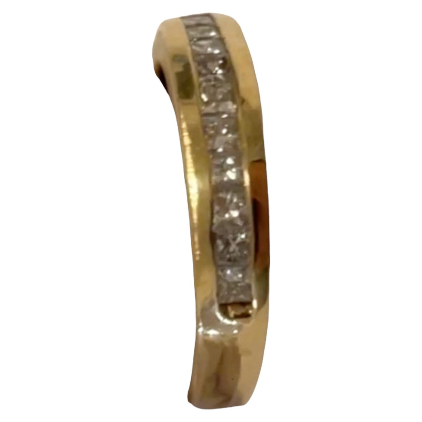 Princess Cut 0.50 Ct Diamond Stackable Ring in 14K Yellow Gold Handmade - Size 7