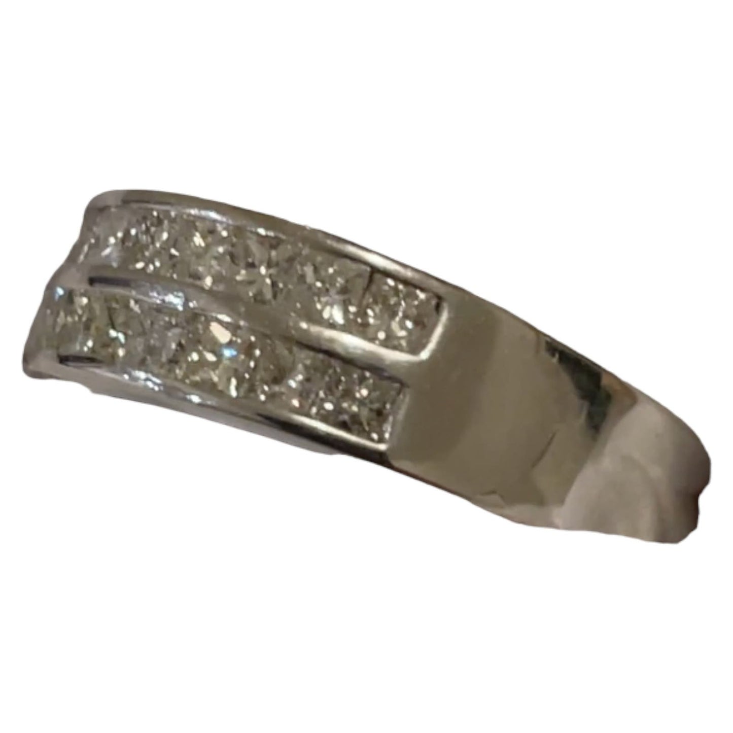 18K White Gold 1.05 Ct Princess Cut Diamond Ring, Chanel Set, Size 6.5, USA