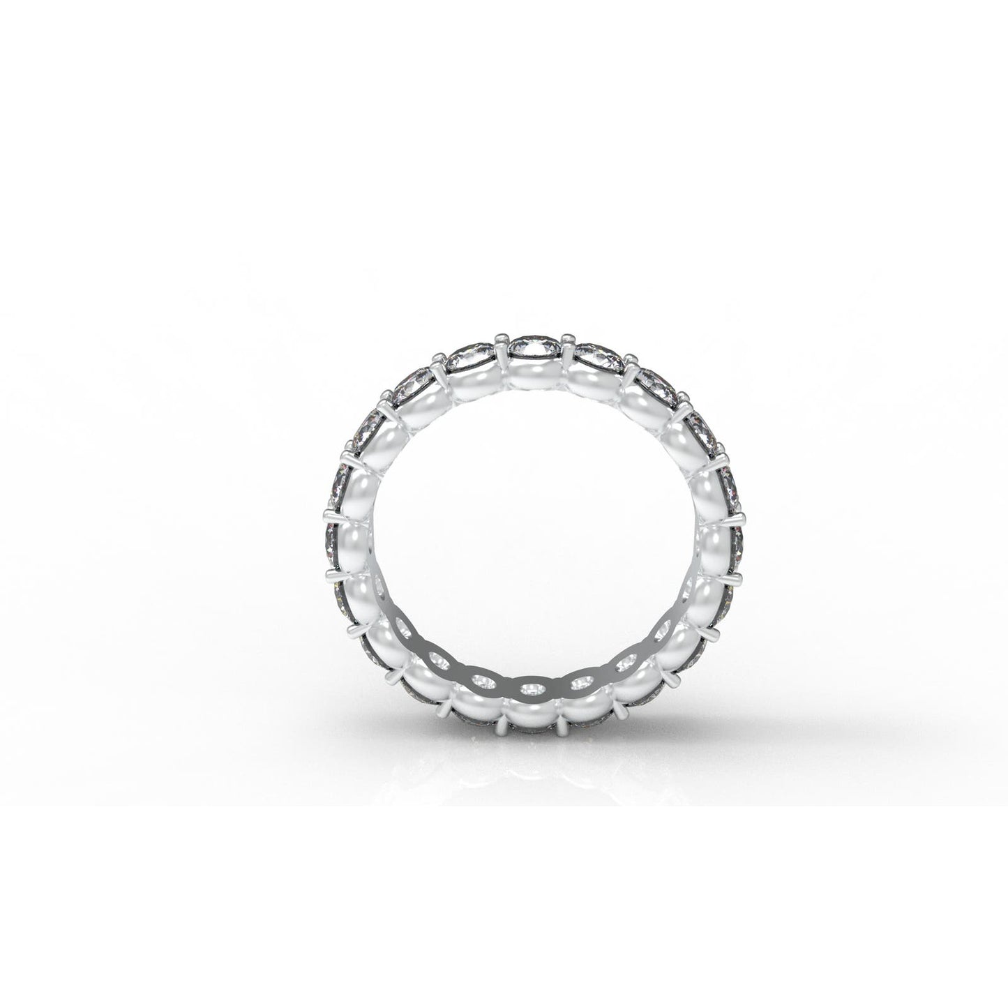 14K White Gold Stackable Ring with 1.55 Ct Round Brilliant Cut Diamonds - Size 5