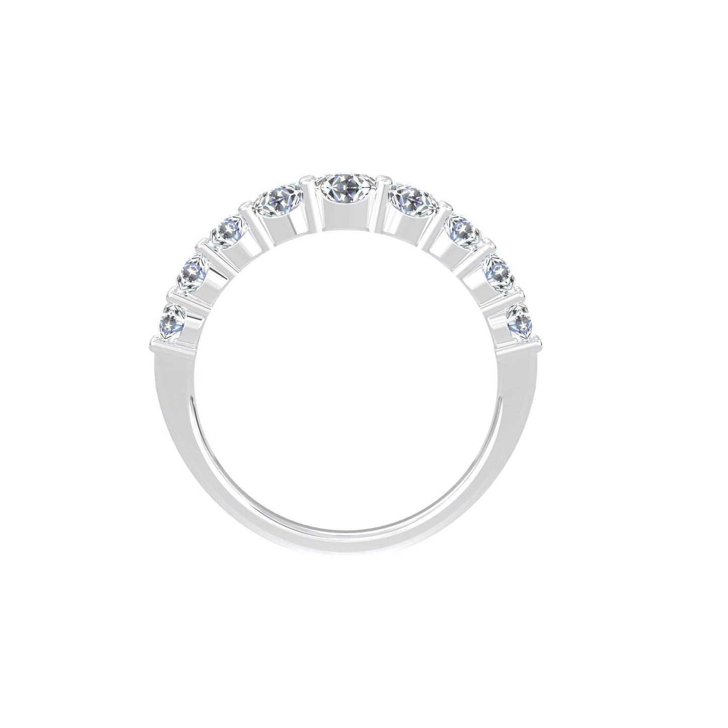 White Gold 14K 9 Stones Brilliant Cut 1 ct Natural Diamond Ring Size 5.5