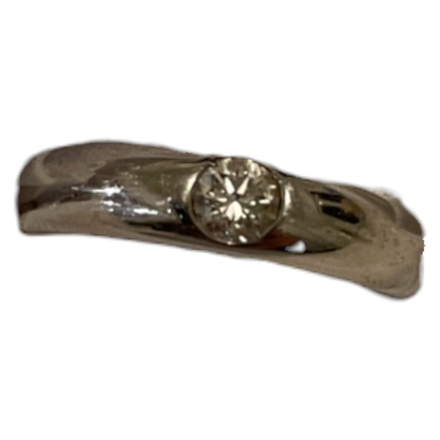 Sparkling 18K White Gold .35 Ct Bezel-Set Diamond Ring, Size 6