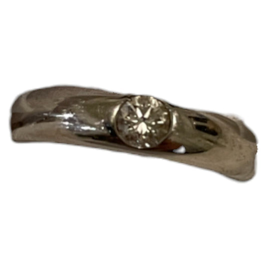 Sparkling 18K White Gold .35 Ct Bezel-Set Diamond Ring, Size 6