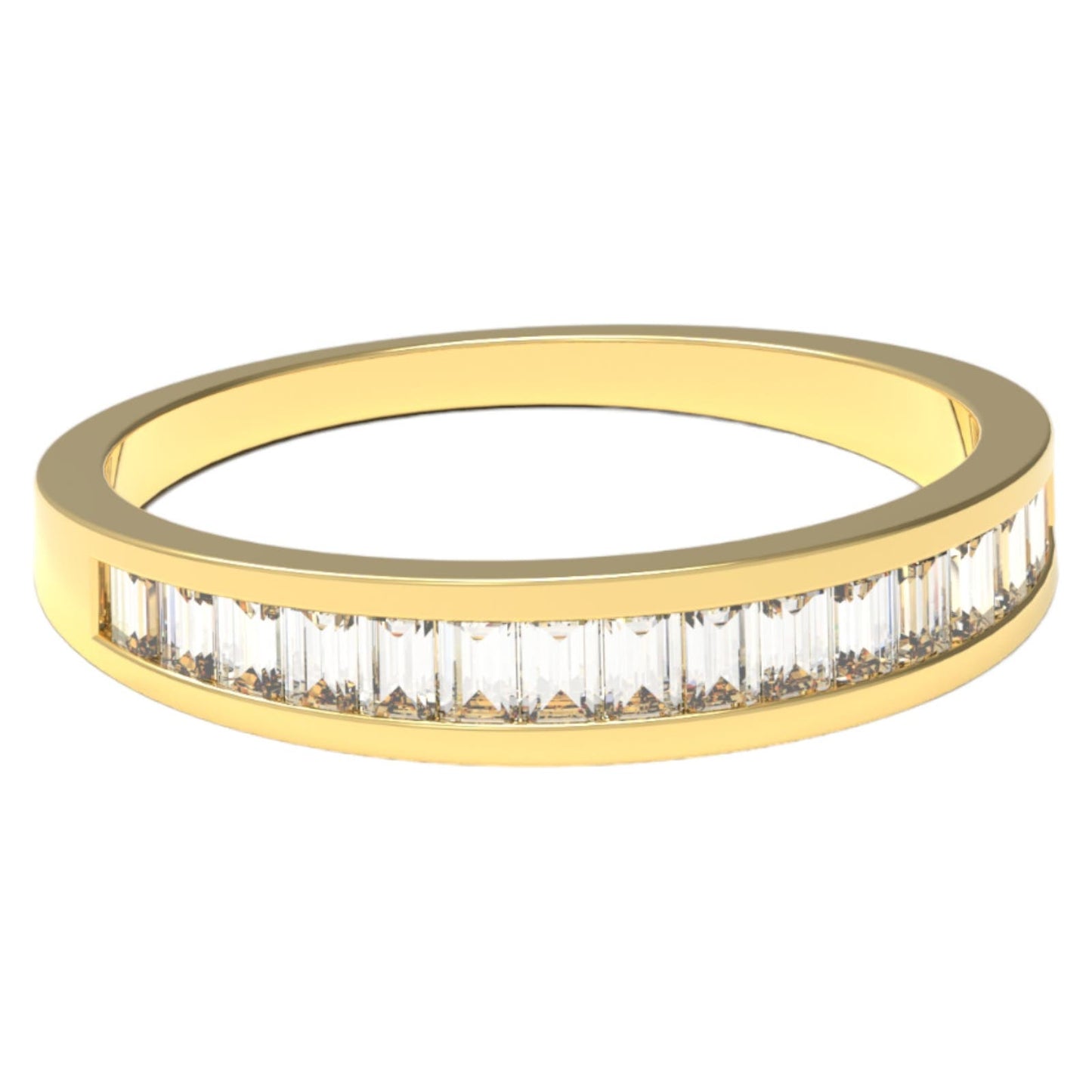 Elegant 14K Yellow Gold 0.50 Ct Baguette Diamond Ring, Size 6.5