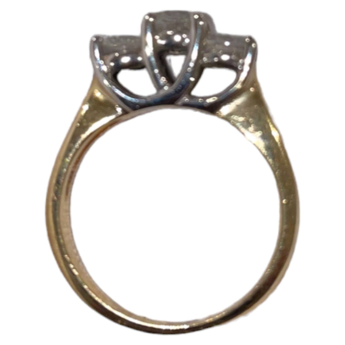 18K Yellow & White Gold Two-Tone Past Present Future Diamond Ring, Size 5.5