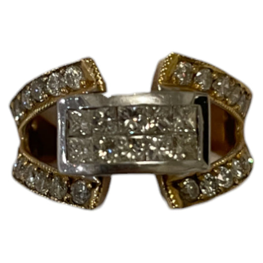 Exquisite Two-Tone 18K Gold Anniversary Wedding Band with 1.90 Ct Diamonds