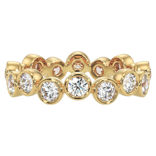 Yellow Gold 18K Round Brilliant Cut 1.92 ct Diamond Ring Handmade Bezel Size 6.5